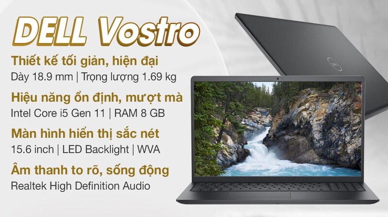 Laptop DELL với thiết tế hiện đại, trẻ trung